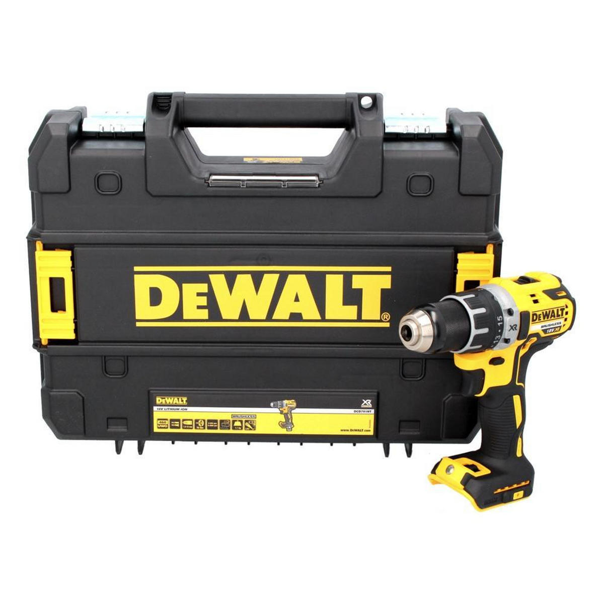 DEWALT DCD 791 NT Akku Bohrschrauber 18 V 70 Nm Brushless + TSTAK - ohne Akku, ohne Ladegerät - Multicolor, Kunststoff (45/36/13cm) - DeWalt