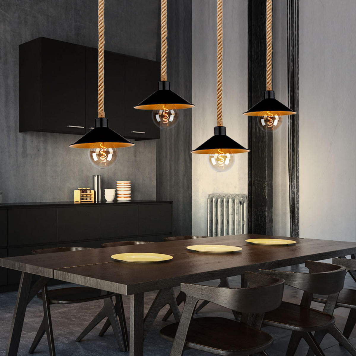 HÄNGELEUCHTE Metall Schwarz Gold - Schwarz, Metall (112.5/22/170cm)