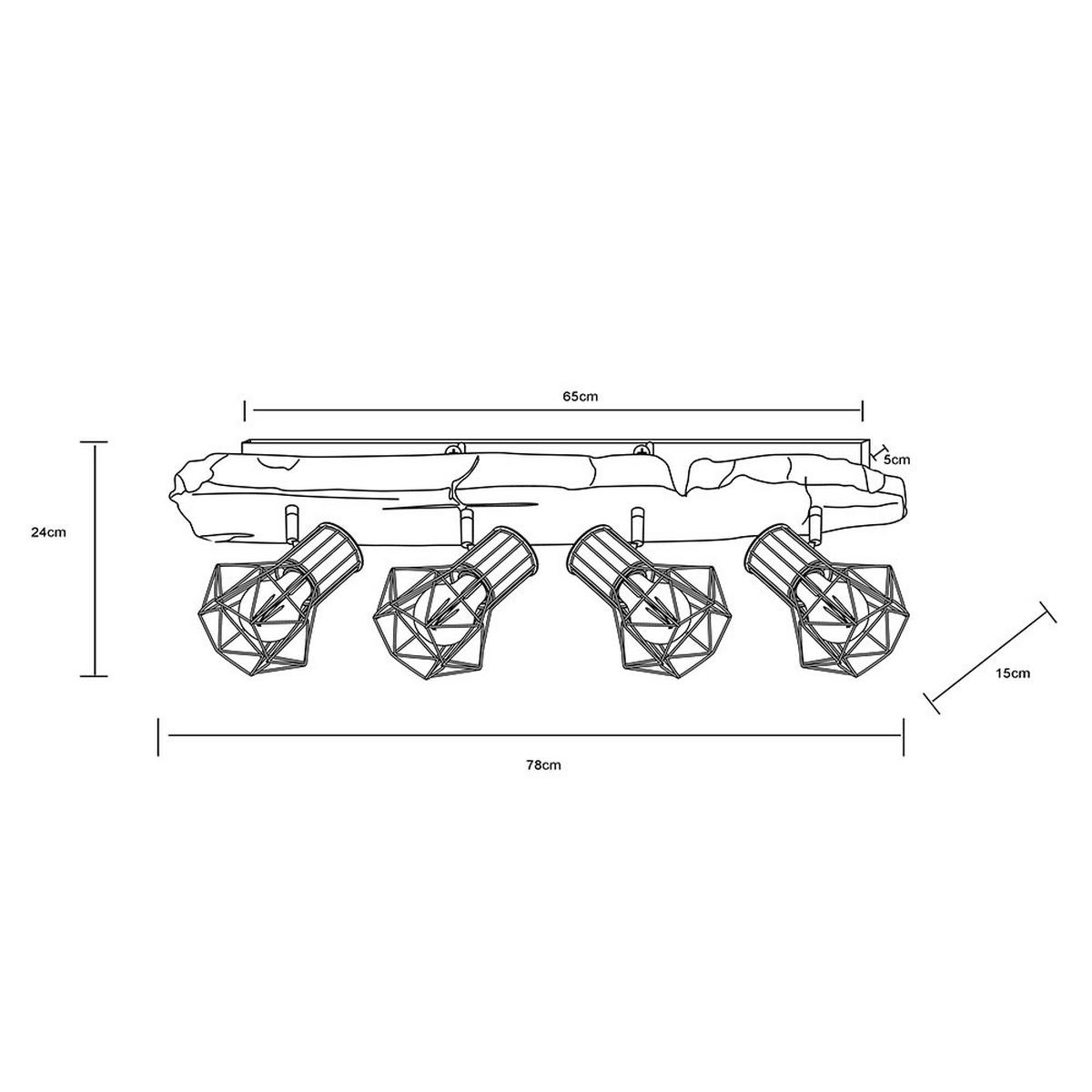 LED DECKENLEUCHTE Metall Holzoptik Braun - Braun, Metall (78/15/24cm) - Globo Lighting