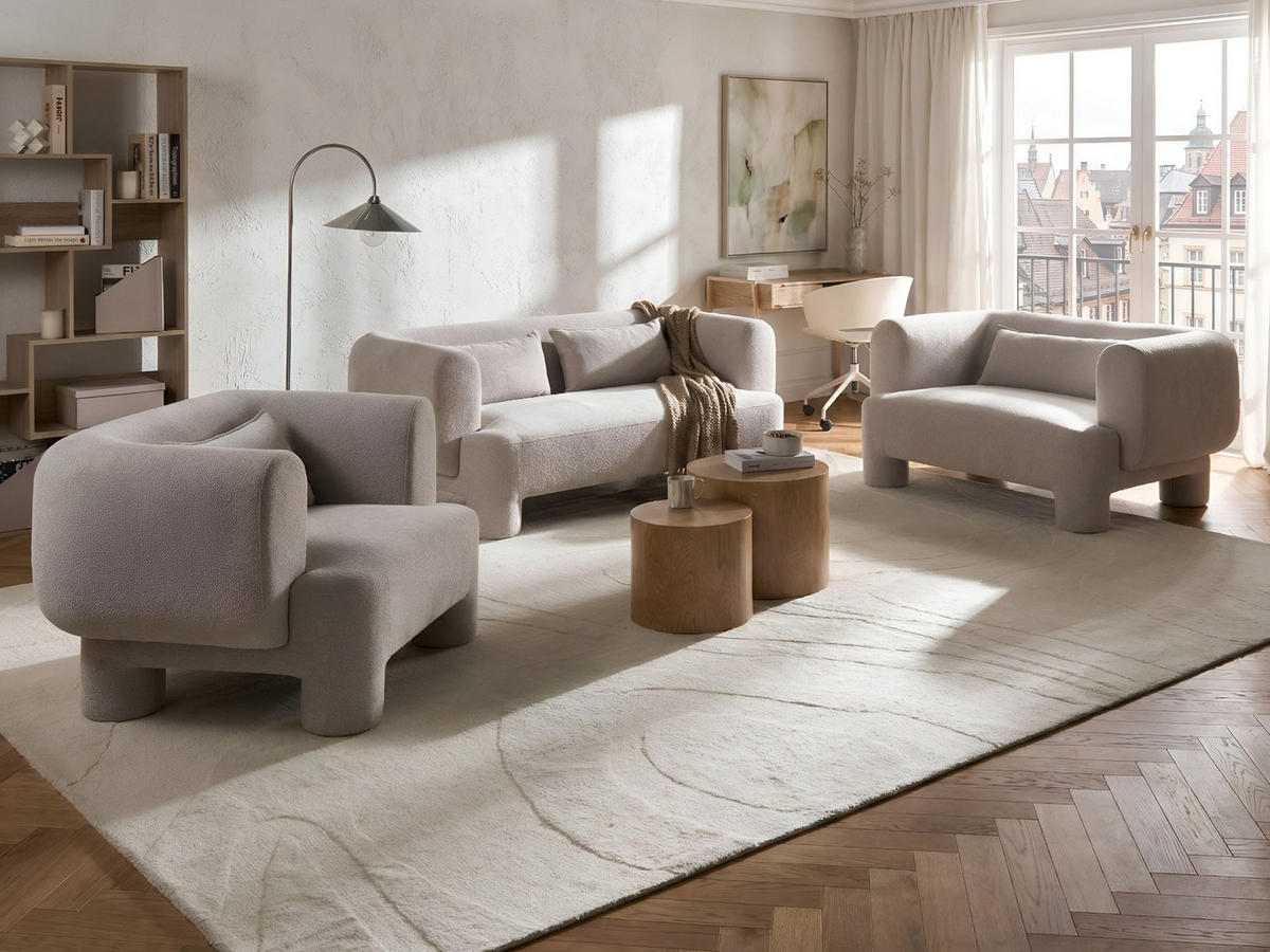 SOFA-SET 6-Sitzer Stoff Beige Hogbo - Beige, Textil (180/73/93cm) - Beliani