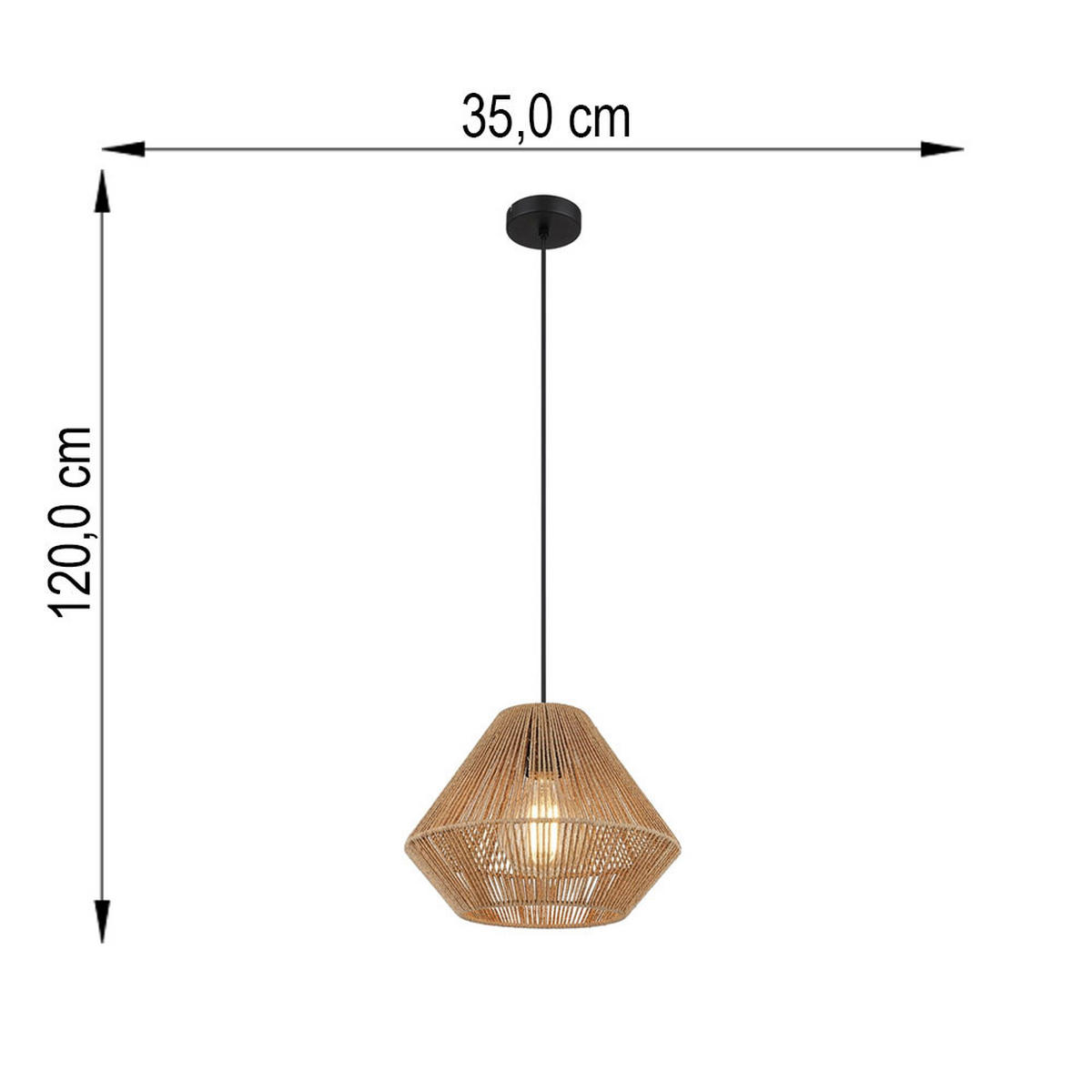 METALL HÄNGELEUCHTE Schwarz Naturfarbe - Beige, Glas (35/35/120cm) - Globo Lighting