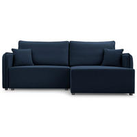 ECKSOFA Kassian, Marineblau Strukturstoff, rechtsseitig - Schwarz/Dunkelblau, Kunststoff/Textil (147/227cm) - Selsey