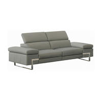 2-SITZER Sofa Opera Echtleder Perlgrau - Hellgrau, Leder/Metall (195/75/109cm)