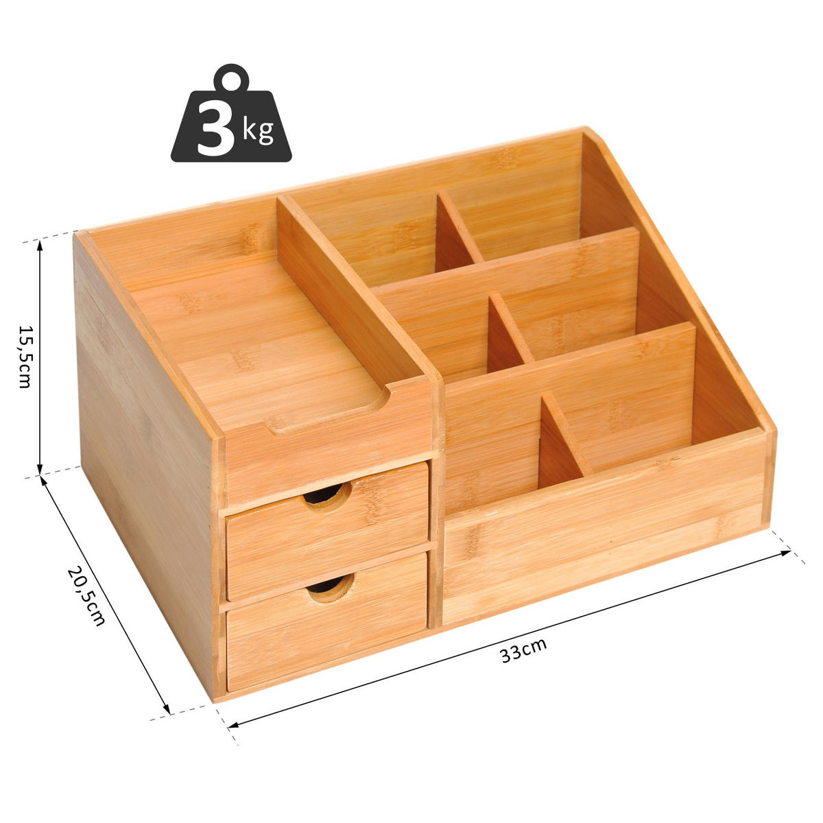 SCHREIBTISCHORGANIZER - Naturfarben, Holz (33/205/155cm) - HOMCOM