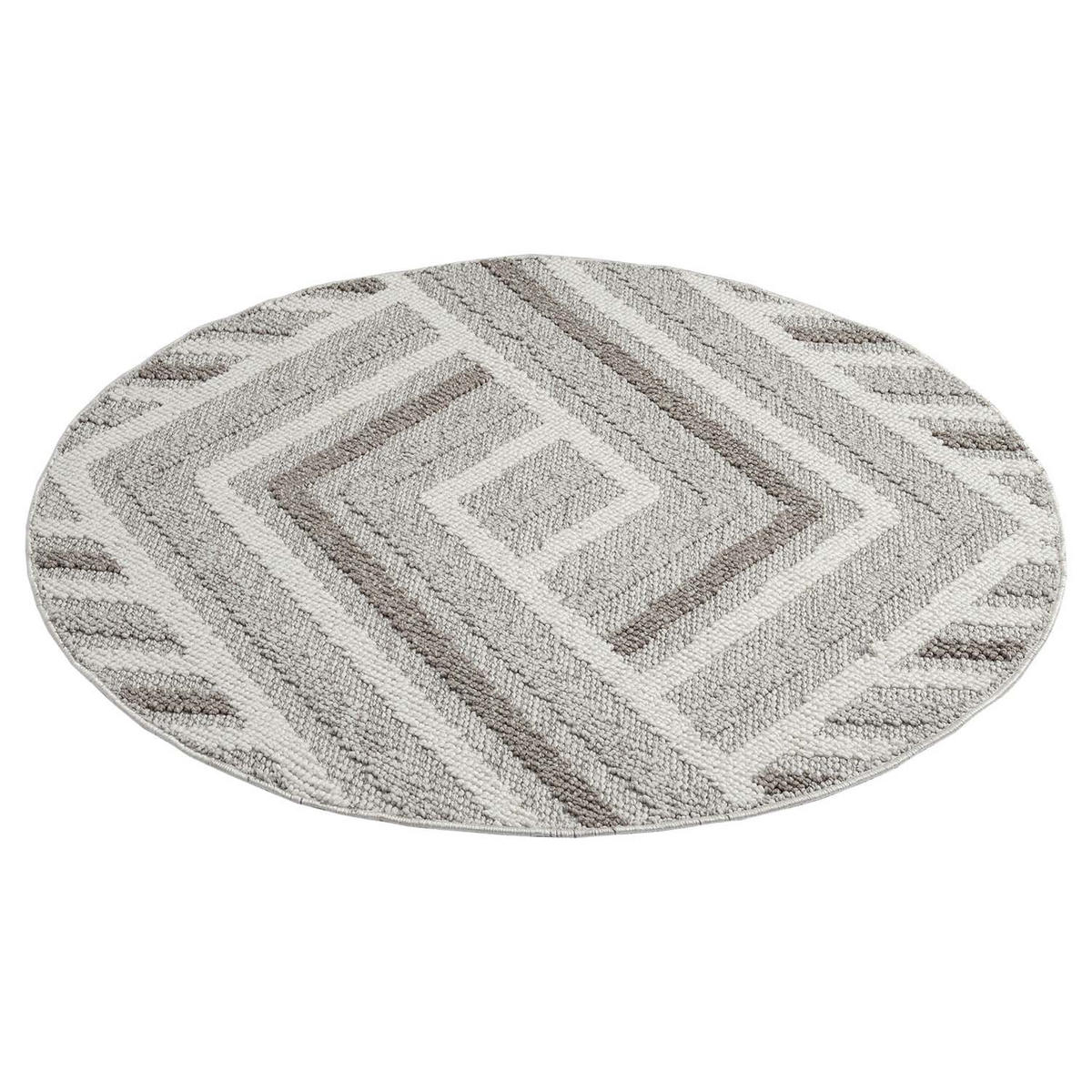 KURZFLOR-TEPPICH Lindo 7590 Beige 200x200 cm Rund - Beige/Grau, Textil (200/200cm) - carpet city