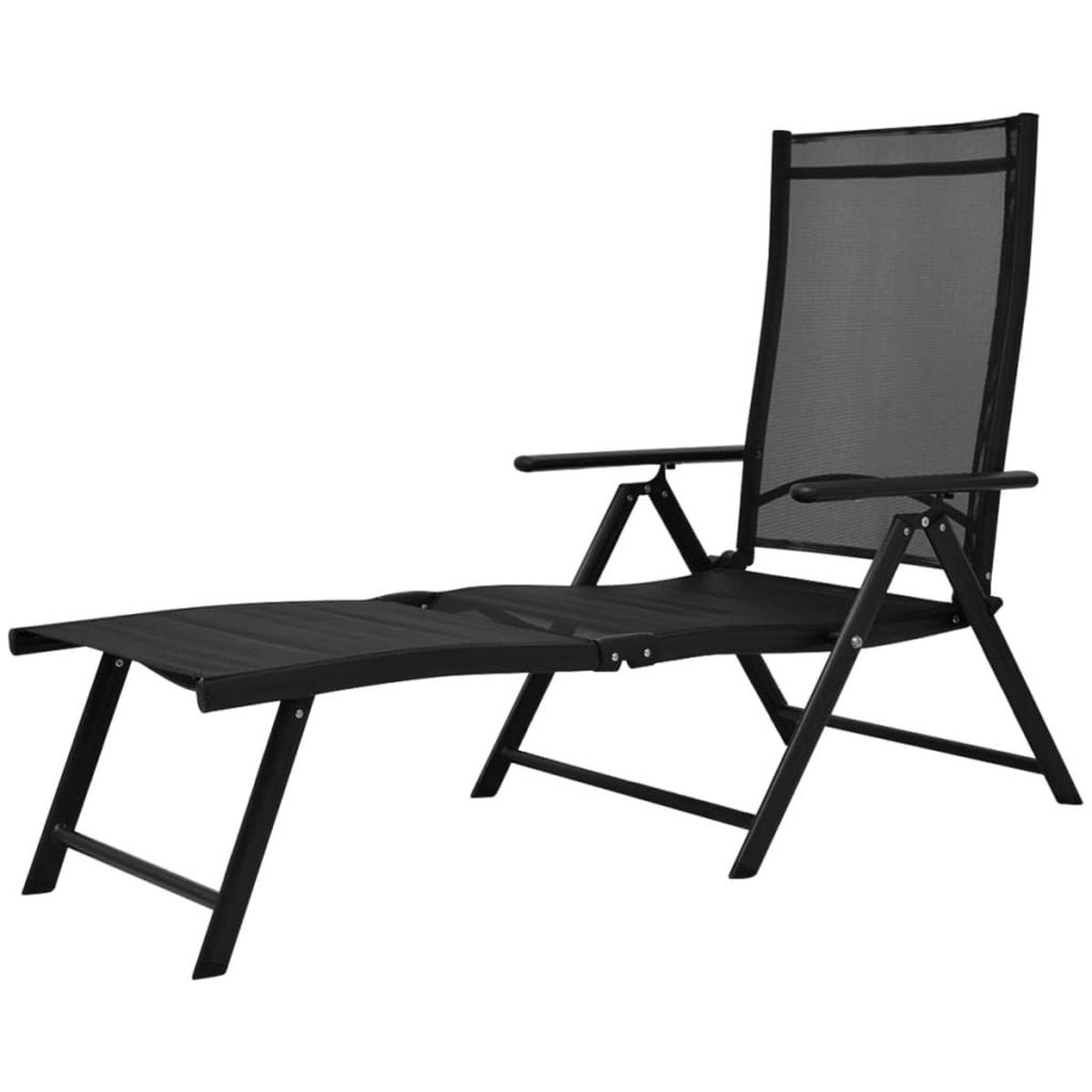 SONNENLIEGE Klappbar Aluminium Schwarz - Schwarz, Textil (63.5/96/178cm) - furnicato