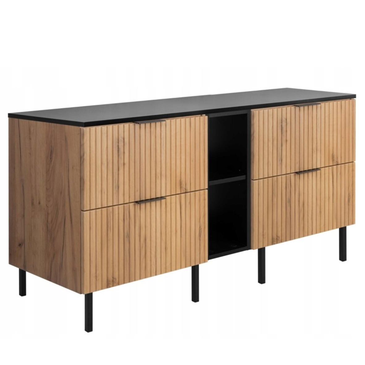 WASCHBECKUNTERSCHRANK FLOW mit Regal + Platte Eiche Craft 140/57/46 cm - Eichefarben, Holzwerkstoff (140/57/46cm) - Rodan