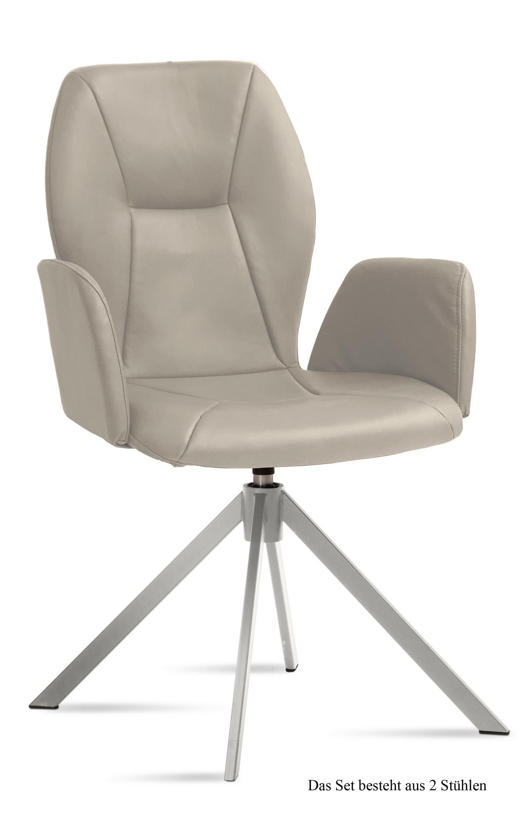 ARMLEHNSTUHL drehbar (2er-Set) Dedenia 58x92x60 Edelstahl/Natur - Edelstahlfarben/Naturfarben, Kunststoff (60/92/58cm) - 58aufmkessel