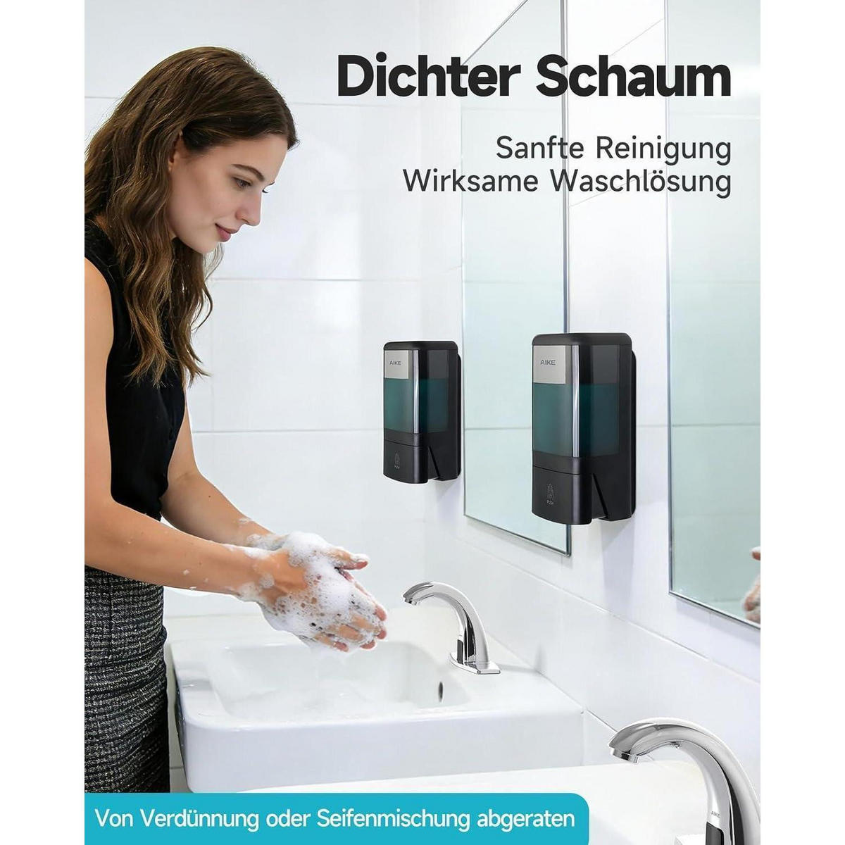 SCHAUMSEIFENSPENDER Wandmontiert 1200 ML Schwarz - Schwarz, Kunststoff (10.7/26/12.8cm)