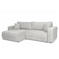 ECKSOFA mit Schlaffunktion - 244 cm - Silberfarben/Schwarz, Kunststoff/Textil (244/145cm) - home24