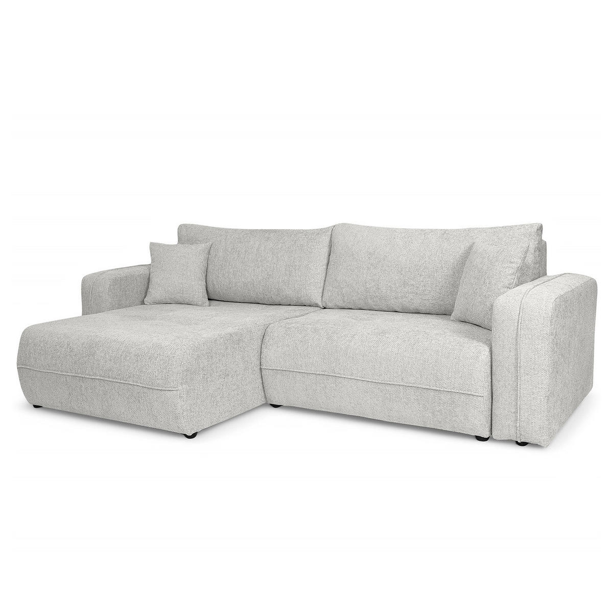 ECKSOFA mit Schlaffunktion - 244 cm - Silberfarben/Schwarz, Kunststoff/Textil (244/145cm) - home24