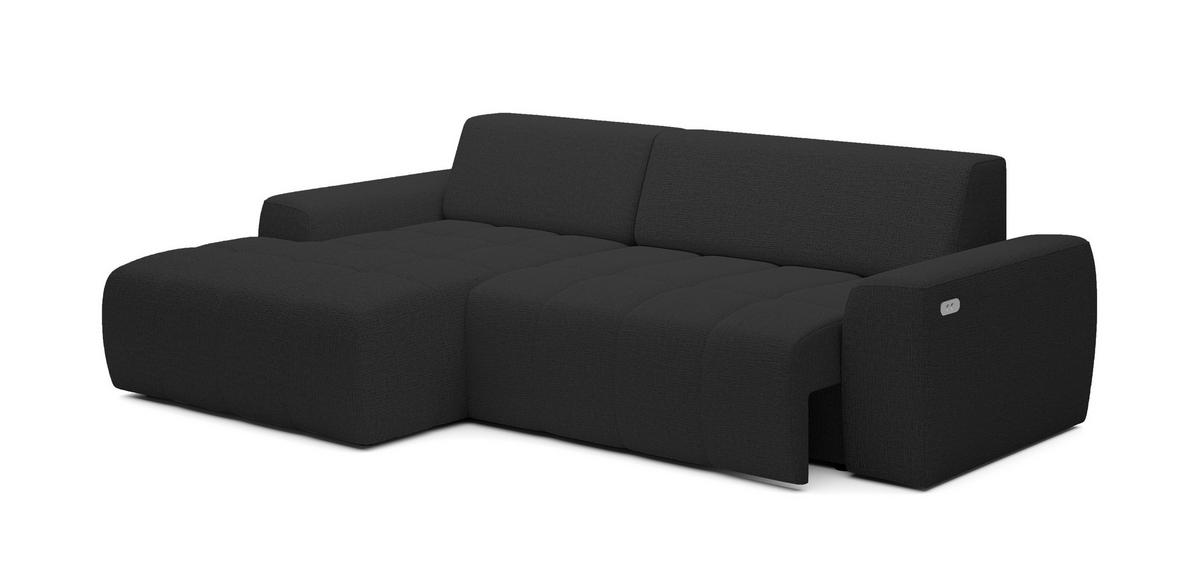 ECKSOFA Savio Freistehend, Mit Abriebfestem Kansas-Stoff, Maße 265x172x81cm, Ausziehbare Sitzfläche 206x92cm, Linke, Anthrazit - Anthrazit, Holz/Textil (172/265cm) - DomoHome