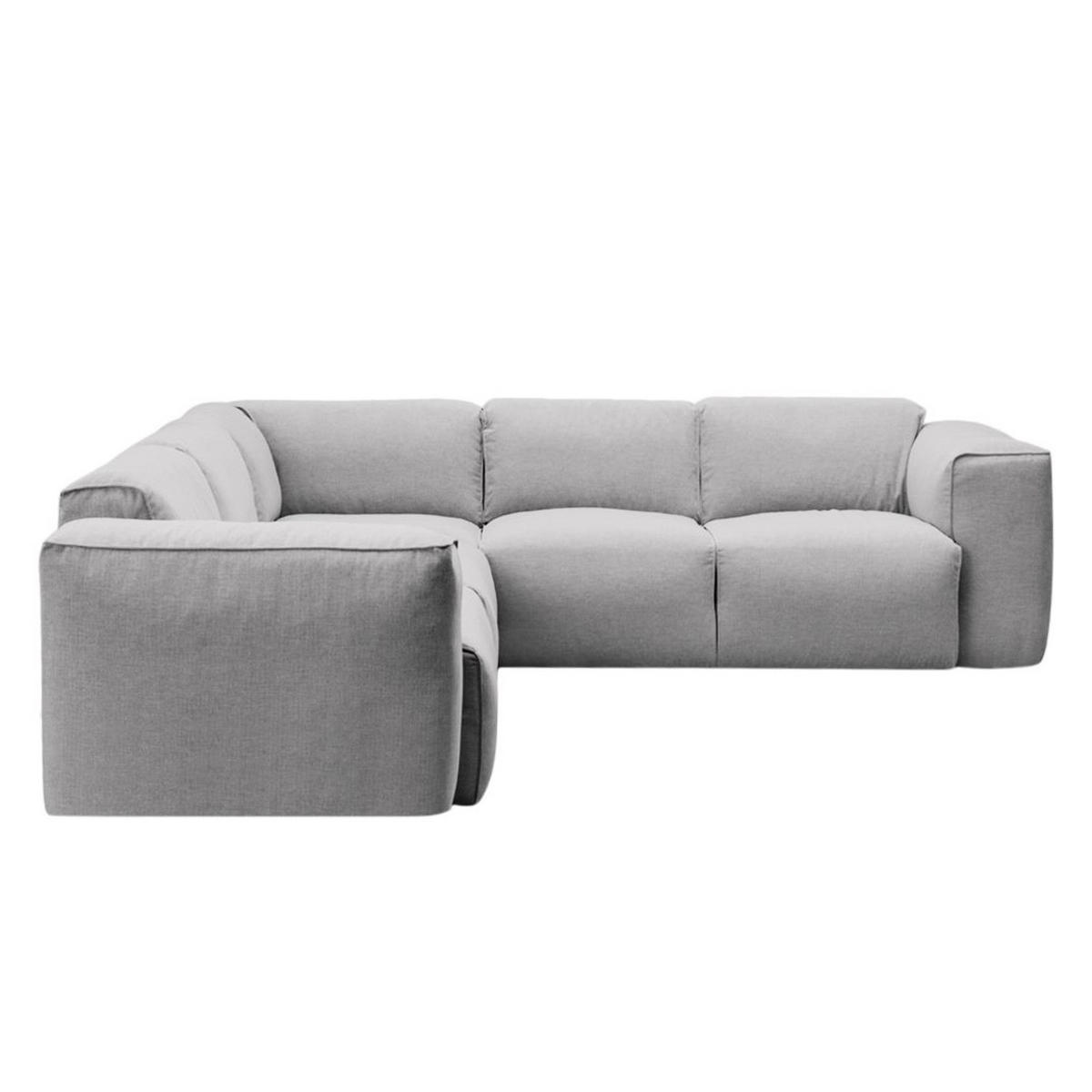 ECKSOFA mit Rundecke - Hellgrau/Schwarz, Kunststoff/Textil (325/260cm) - home24