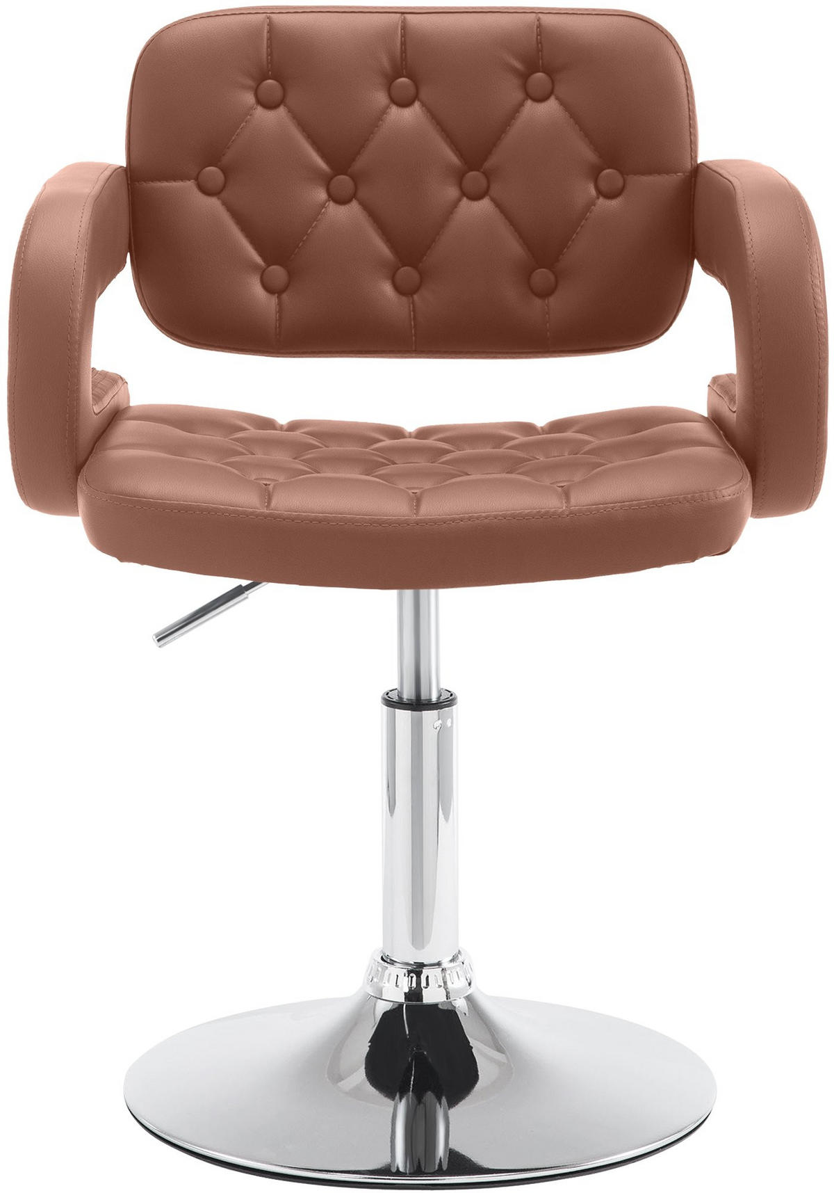 SESSEL Lederlook cognac - Chromfarben/Cognac, Textil/Metall (62/76/55cm) - CLP