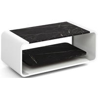 COUCHTISCH Sora in Schwarzer Marmor mit abgerundetem weißem Metallgestell 100/50/41 cm - Anthrazit/Schwarz, Holzwerkstoff (50/100/41cm) - WFL GROUP