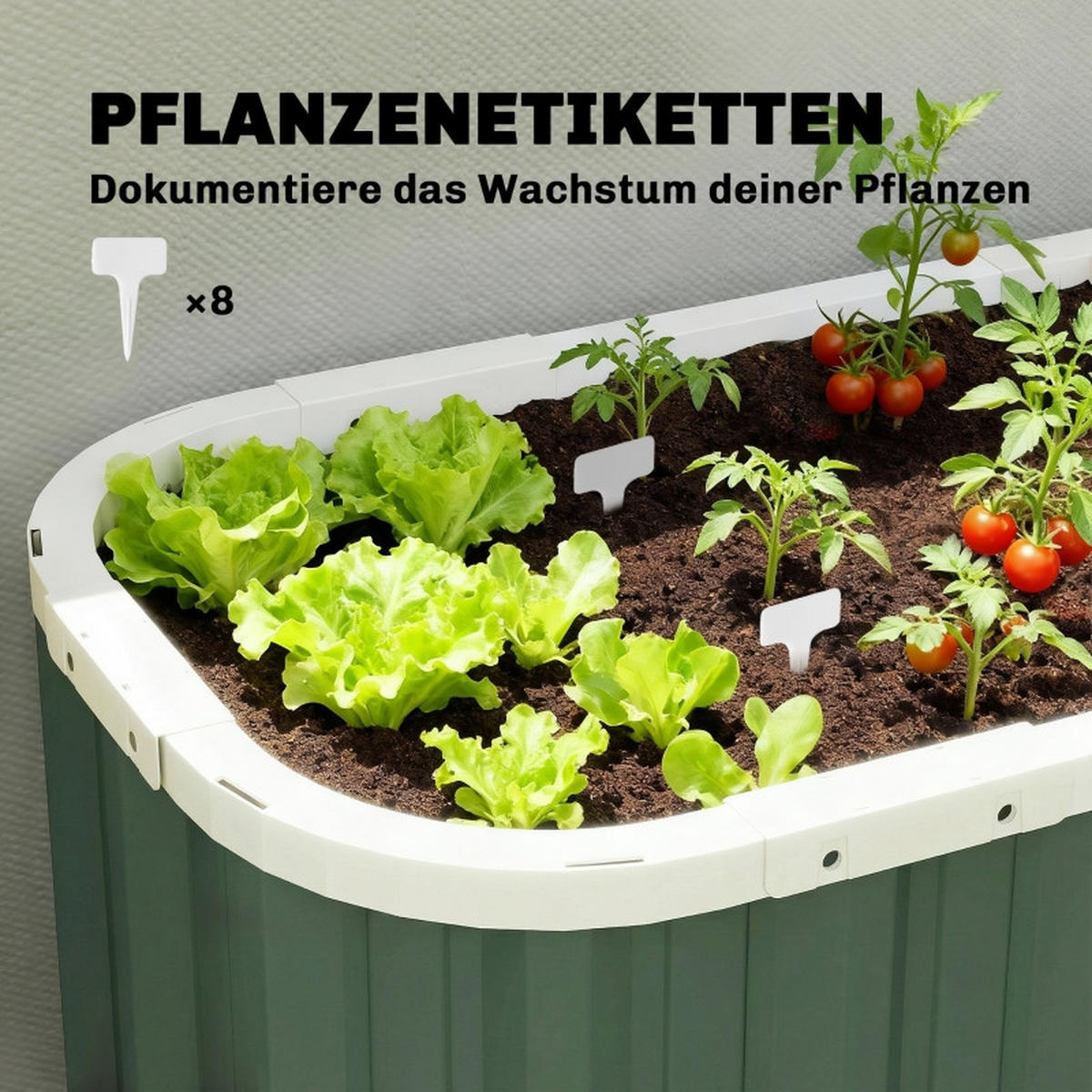 HOCHBEET Metall 136x53x61 cm Gartenbeet offen - Grün, Metall (136/61/53cm) - LEBENLANG