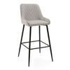BARHOCKER VASTO gepolstert mit Steppung - hellgrau - Samt Velours - Hellgrau/Schwarz, Metall (50/102/55cm) - NEW HOME