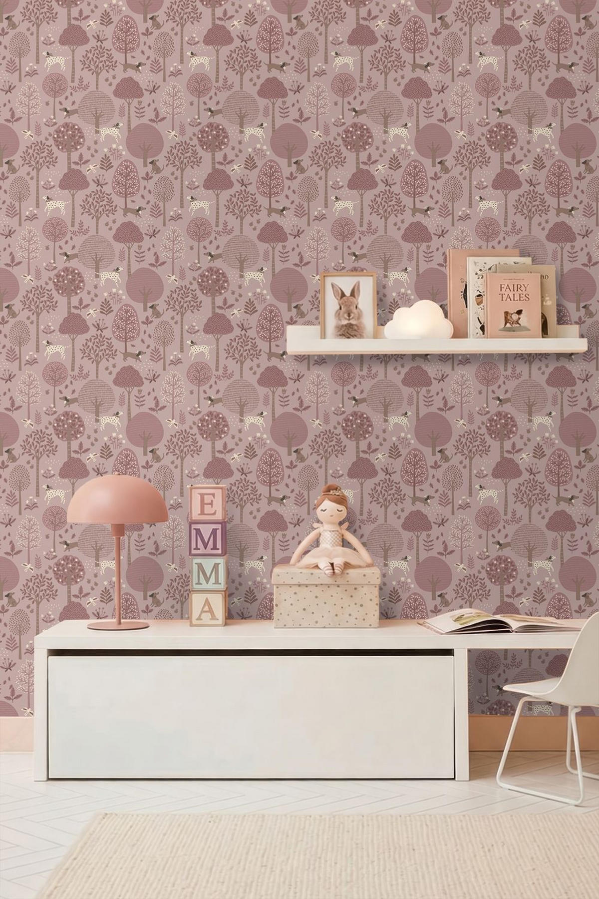TAPETE Hunde 50 x 900 cm - Pink, Papier (50/0.1cm) - ESTAhome