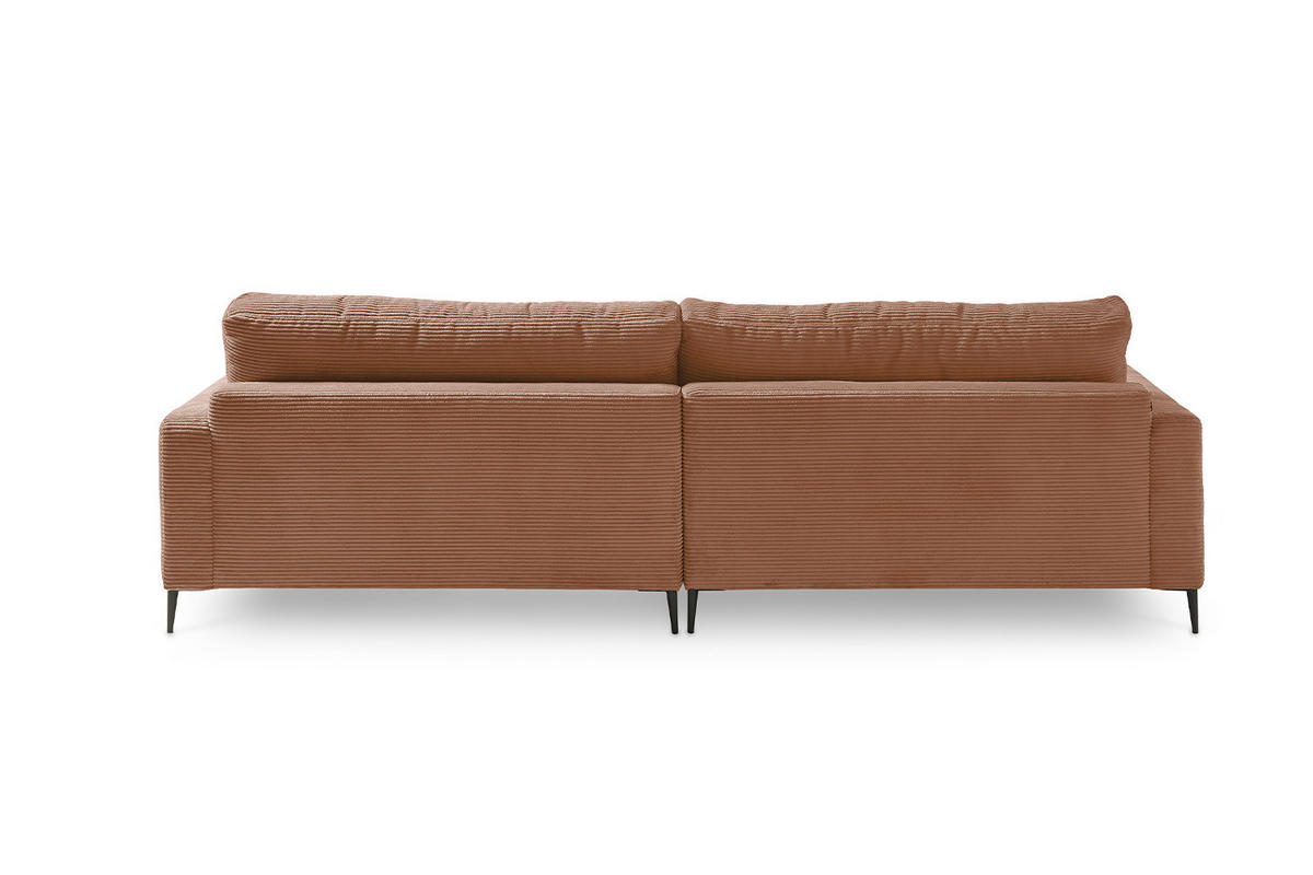 ECKSOFA CARA Braun Cord - Dunkelbraun/Schwarz, Textil/Metall (272/190cm) - KAWOLA