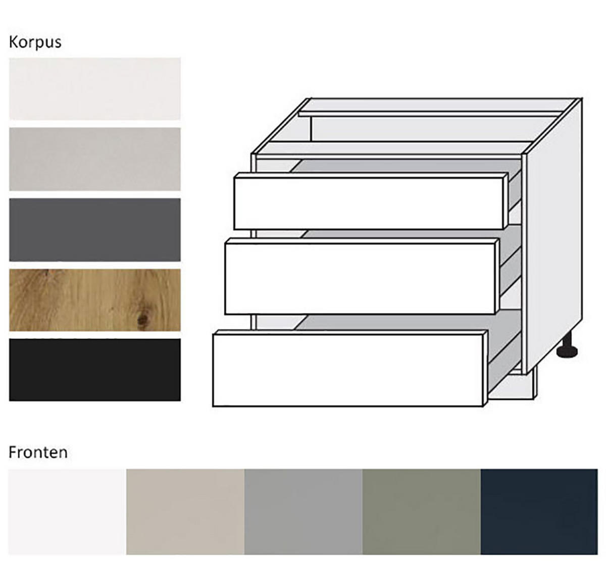 KÜCHENSCHUBLADENUNTERSCHRANK Salo D3A/90 Kaschmir Matt / Weiß 90 / 50 / 82cm - Kaschmir/Weiß, Holz/Holzwerkstoff (90/82/50cm) - Feldmann-Wohnen