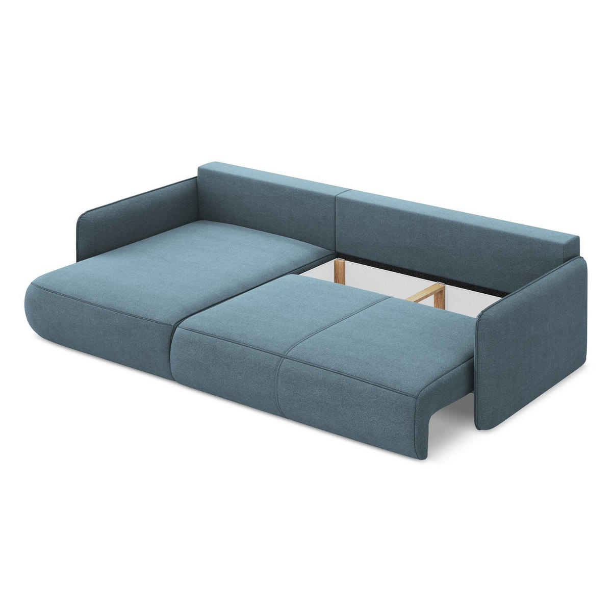 ECKSOFA mit Schlaffunktion Strukturstoff Stoff Blau - Blau/Schwarz, Kunststoff/Textil (148/240cm) - LaMiaSofa