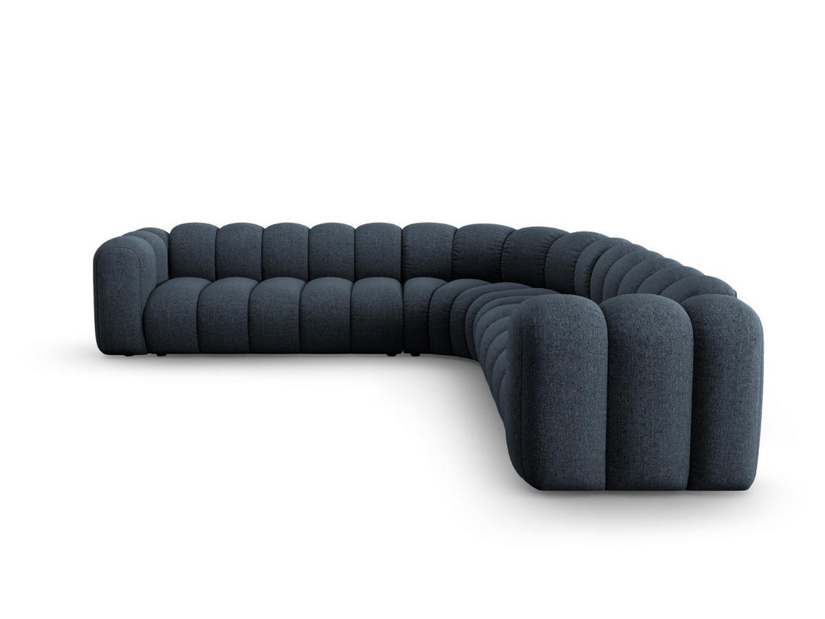 ECKSOFA symmetrisch modular Lupine aus Chenille-Stoff königsblau 5 Sitzplätze - Dunkelblau, Textil (309/309cm) - Micadoni