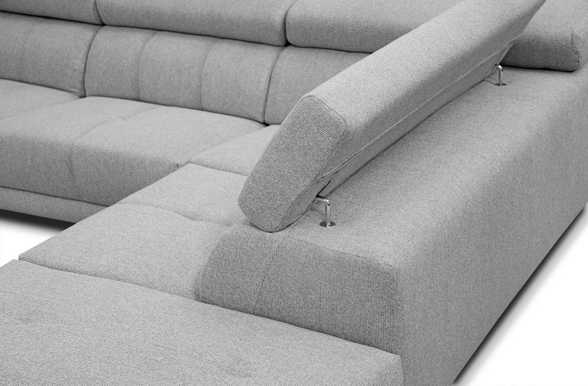 ECKSOFA MORELLO 5-Sitzer, silberfarben - Silberfarben/Schwarz, Holzwerkstoff/Textil (287/228cm) - Courtois Laville