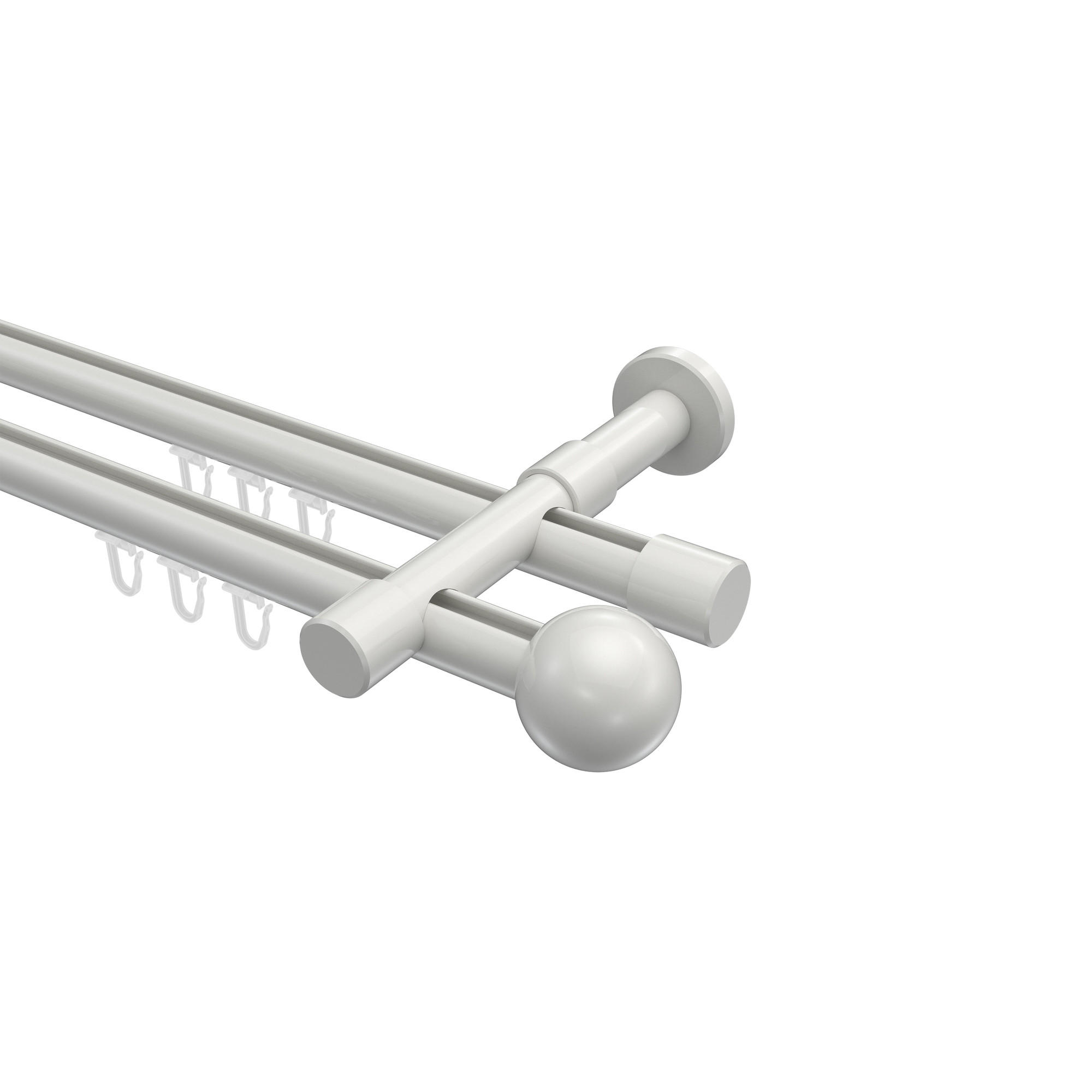 INNENLAUF-GARDINENSTANGEN-SET Prestige Luino 240 cm (geteilt in 2 x 120 cm), 2-läufig, 20 mm Ø Weiß - Weiß, Metall (240cm) - INTERDECO
