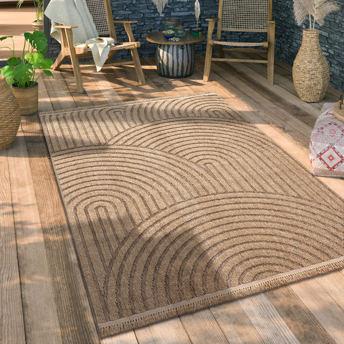 OUTDOORTEPPICH 120/160 cm Cologne 492 - Beige, Textil (120/160cm) - Paco Home