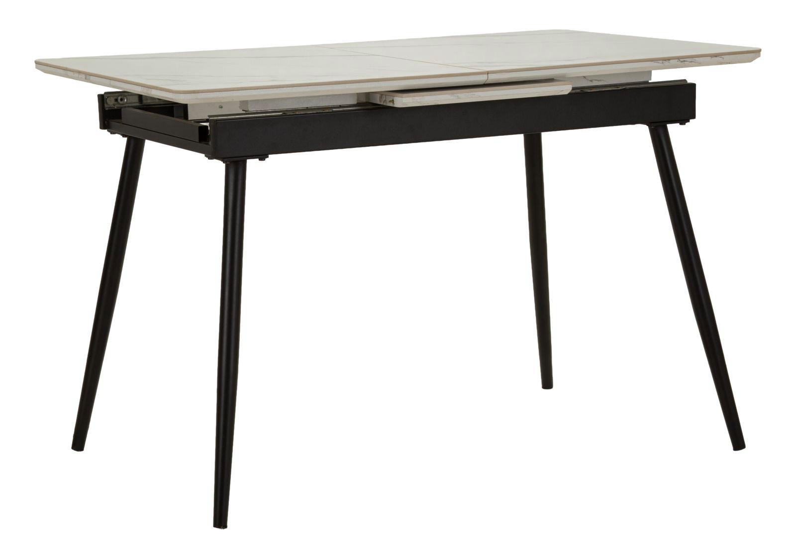 ESSTISCH Matt, schwarz und weiß, Metall und Keramik, 120 x 80 x 75 cm - Schwarz/Weiß, Keramik/Metall (80/120/75cm) - Mauro Ferretti