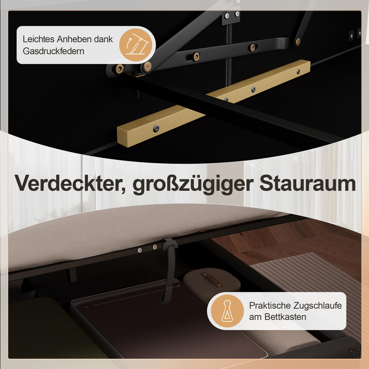 POLSTERBETT 140/200 cm Dunkelgrau mit LED & USB - Dunkelgrau, Textil (140/200cm) - Flora Grace