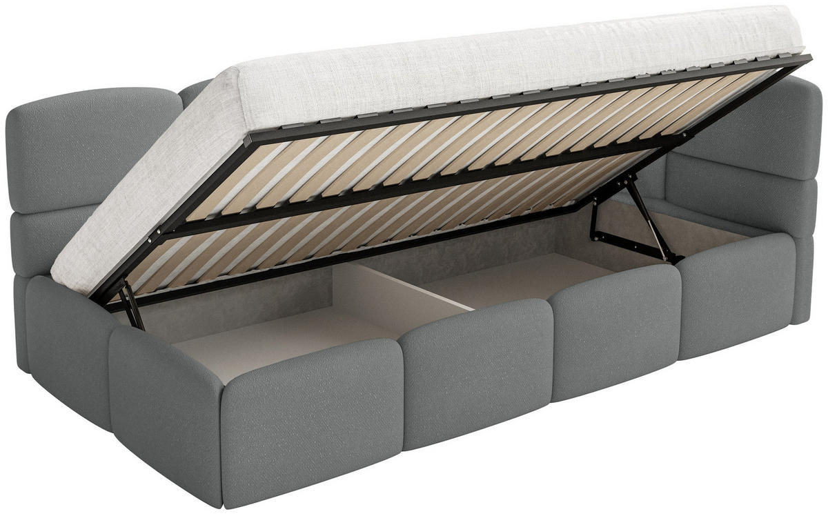 JUGENDBETT Cloudy Dunkelgrau 120 cm, Chenille - Dunkelgrau/Schwarz, Kunststoff/Textil (120/200cm) - Selsey