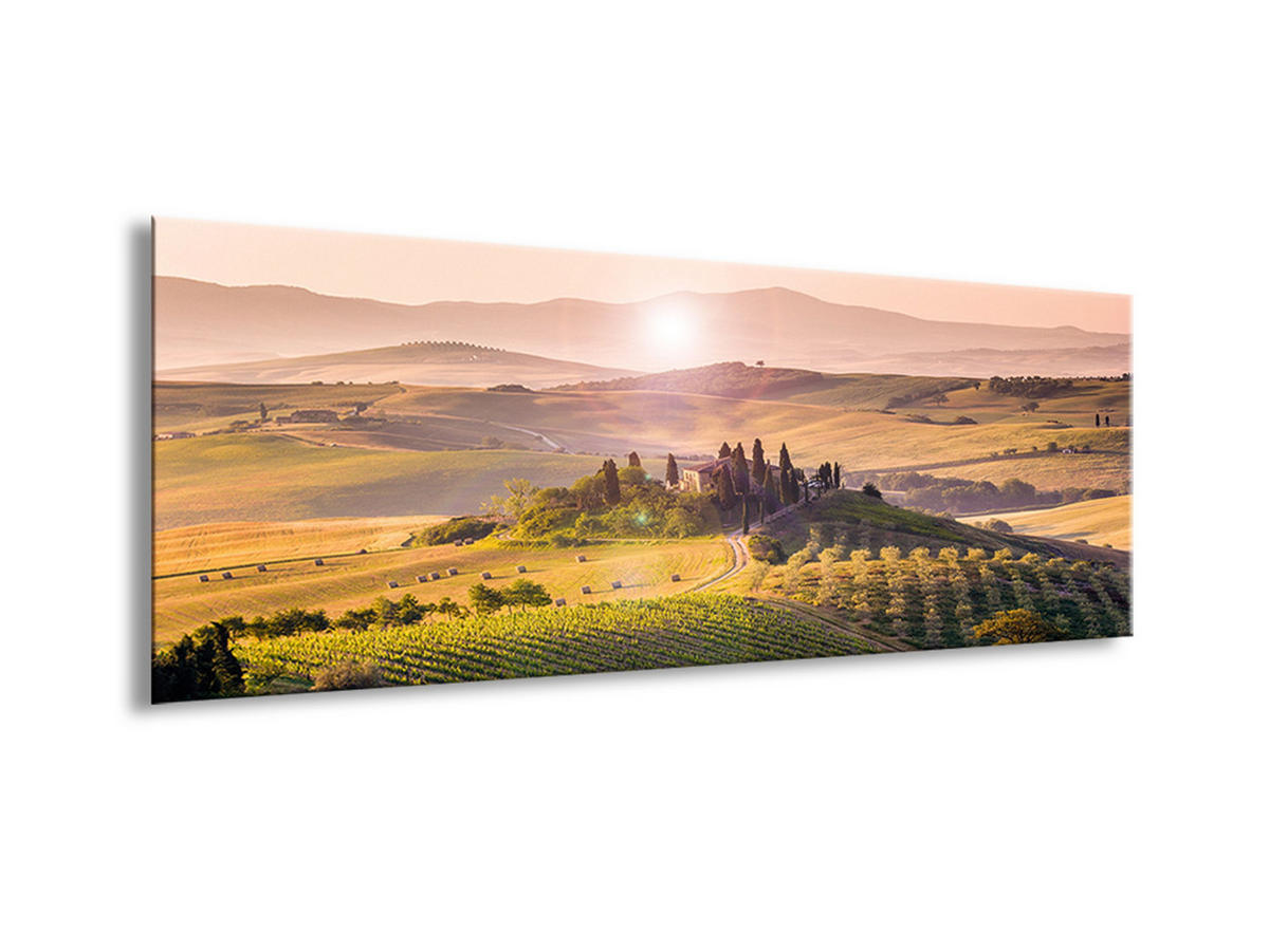 GLASBILD 80x30 cm Toskana Landschaft Italien - Gelb, Glas (80/30cm) - artissimo