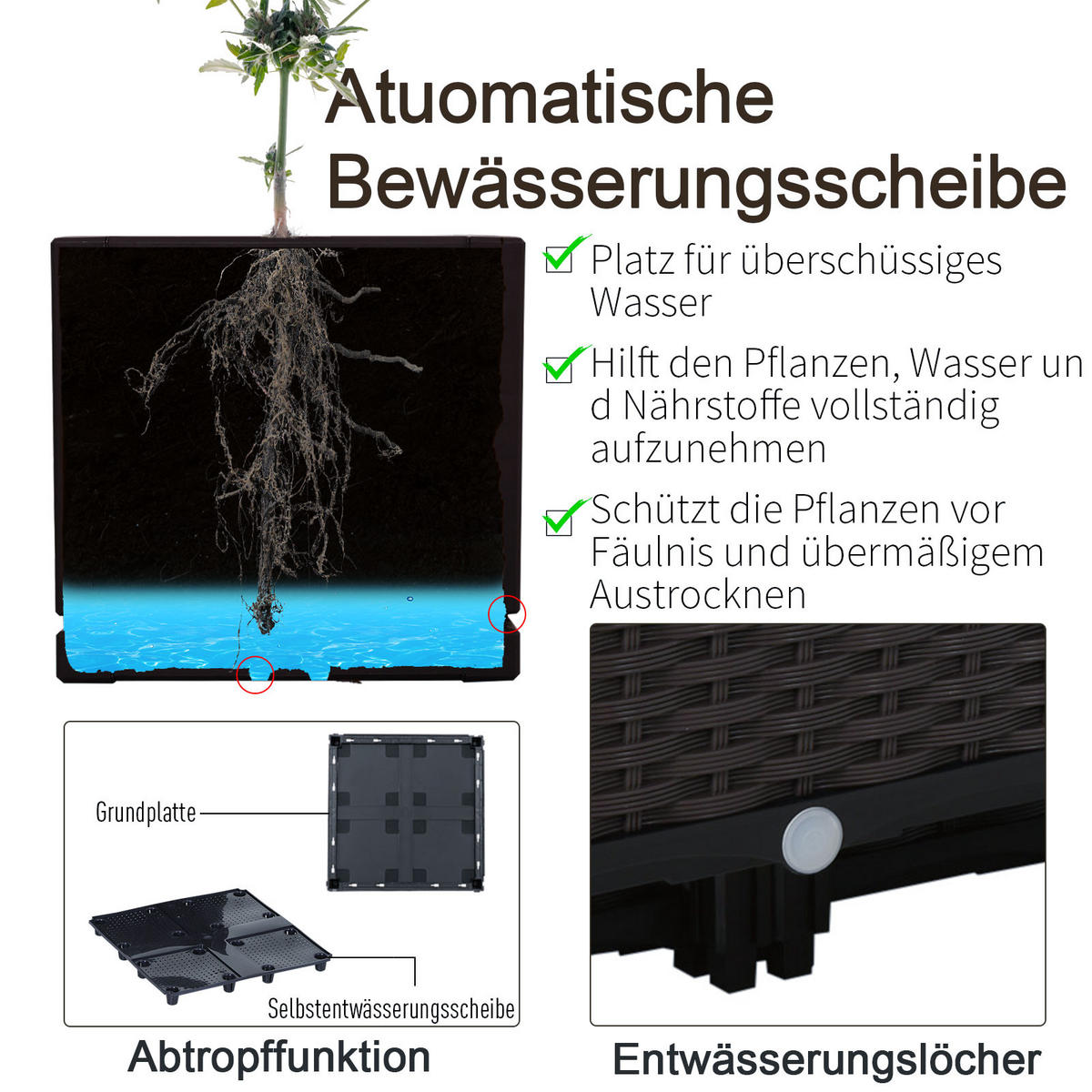 HOCHBEET 4-tlg., Dunkelbraun - Braun, Kunststoff (40/44/40cm) - Outsunny