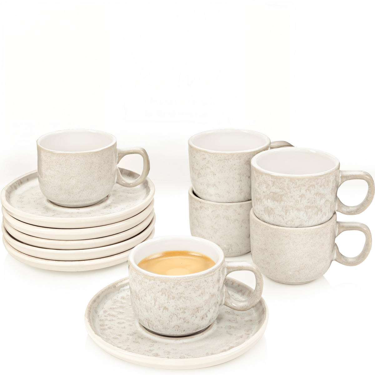 ESPRESSOTASSEN SET KEY WEST - 12 teilig aus Steingut - Creme, Stein (0.08L) - Sänger