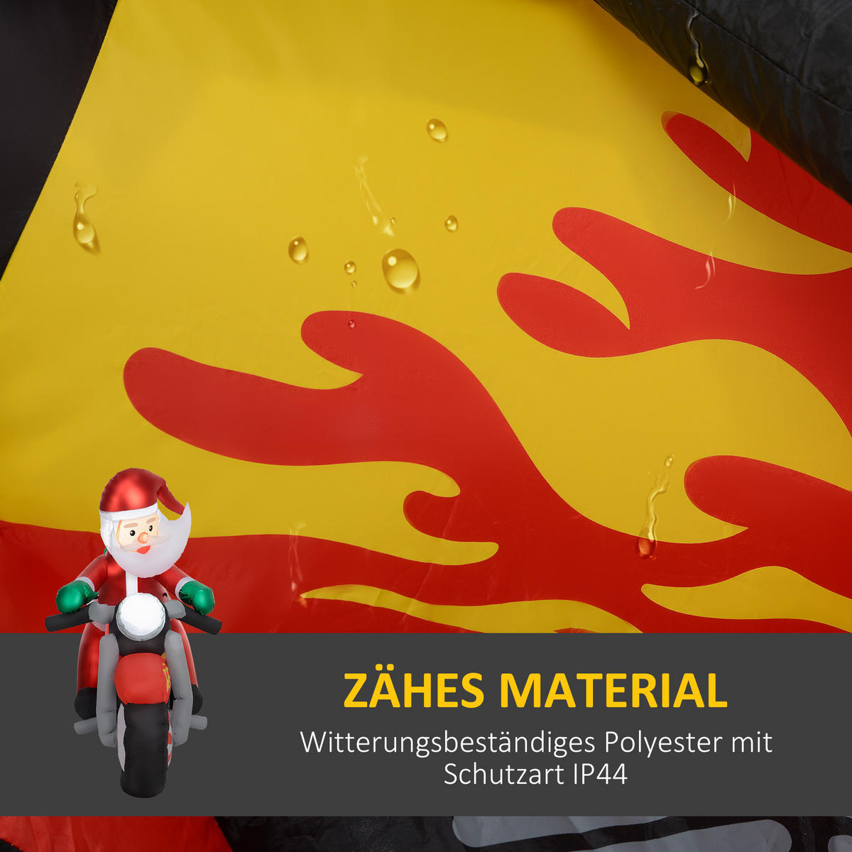 WEIHNACHTSMANN auf Motorrad 180 x 95 x 170 cm, Gartendeko, LEDs - Rot, Kunststoff (95/170/180cm) - Outsunny