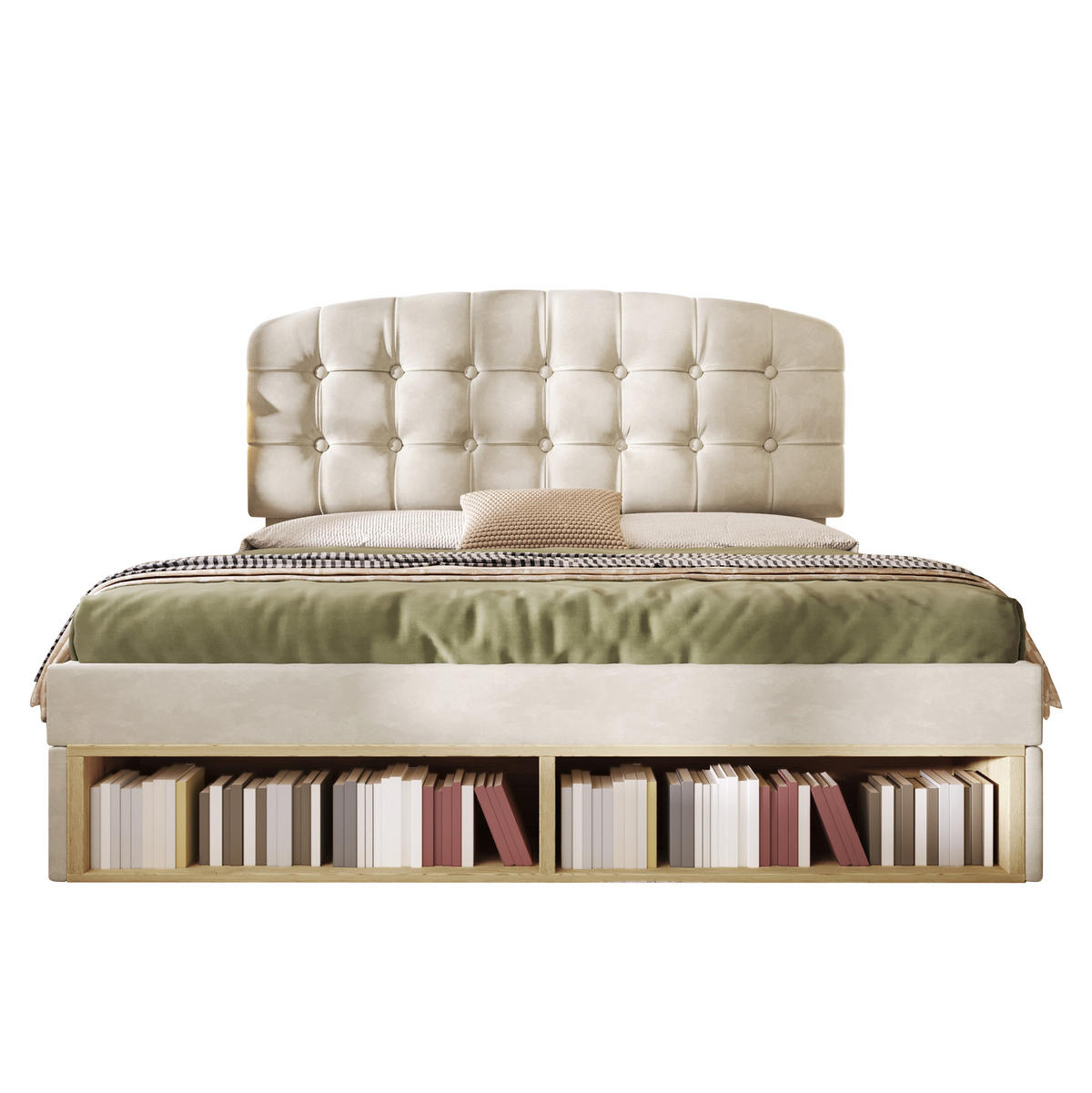POLSTERBETT mit Schubladen und Lattenrost 140x200 cm Samt Beige - Beige, Metall (140/200cm) - Meubliv