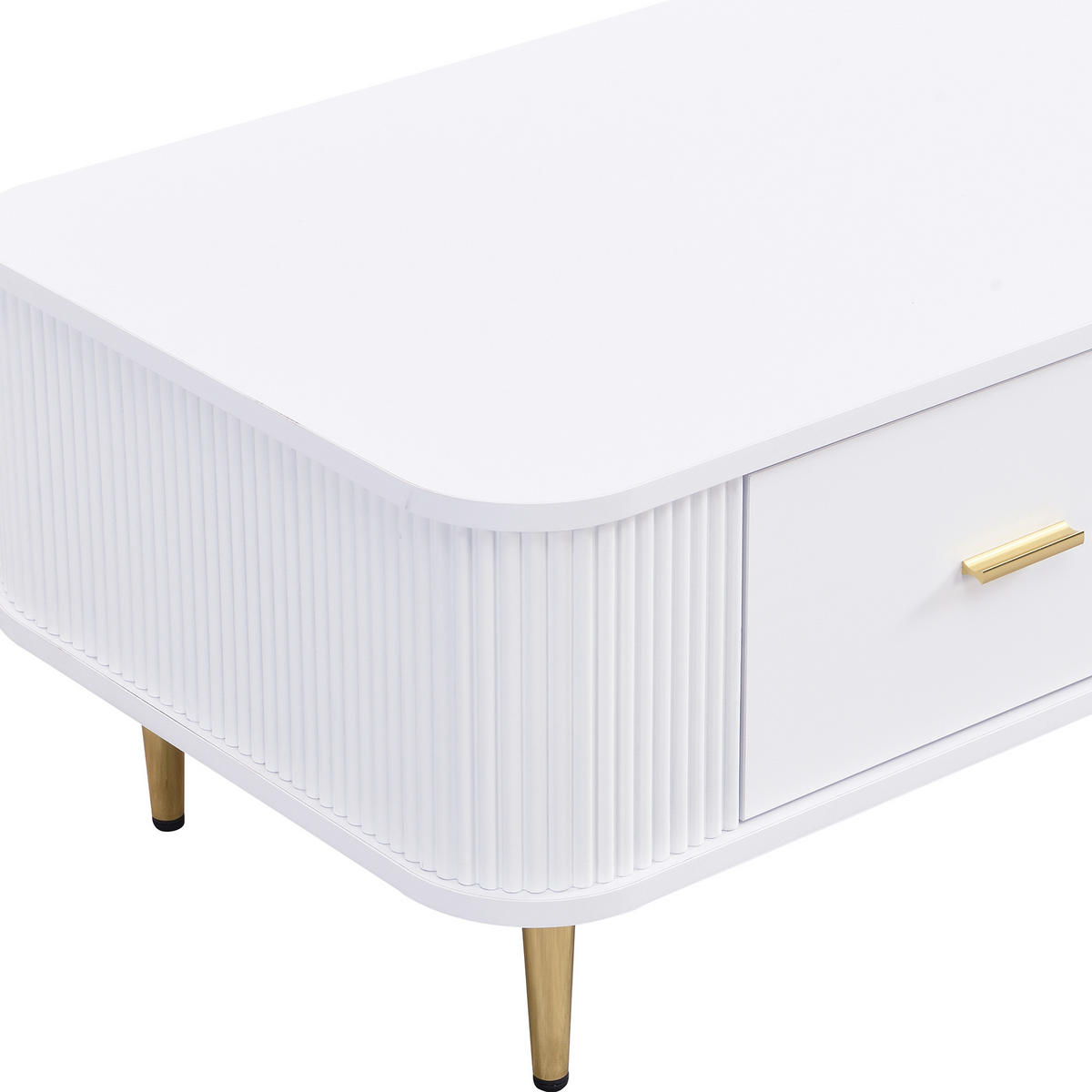 COUCHTISCH DE-035 WaveLine Weiß/Gold - Weiß, Holzwerkstoff (51/105/38cm) - ComfortXL