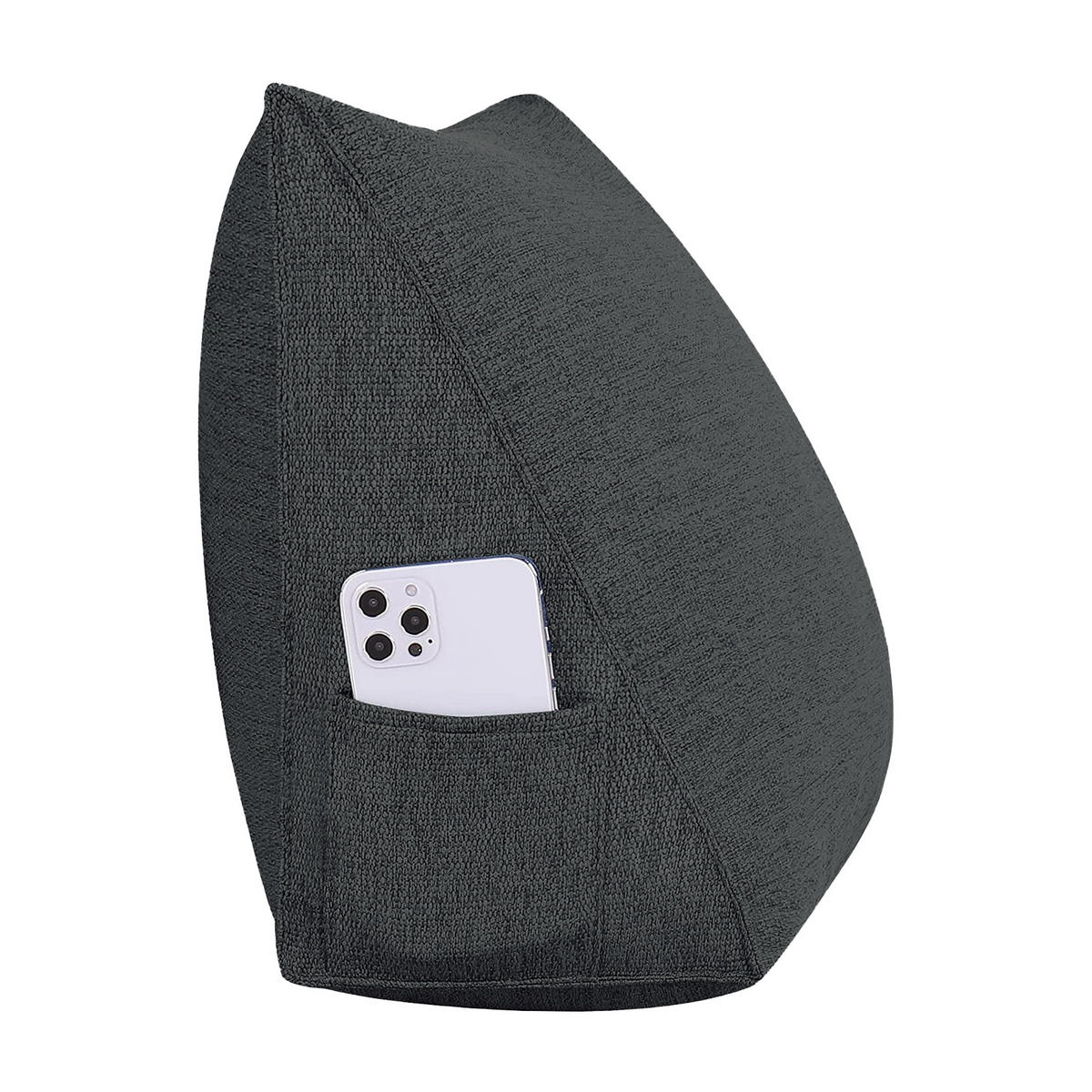 RÜCKENKISSEN für Bett Leinenlook Schwarz 45 cm - Schwarz, Textil (50/45cm) - Vercart