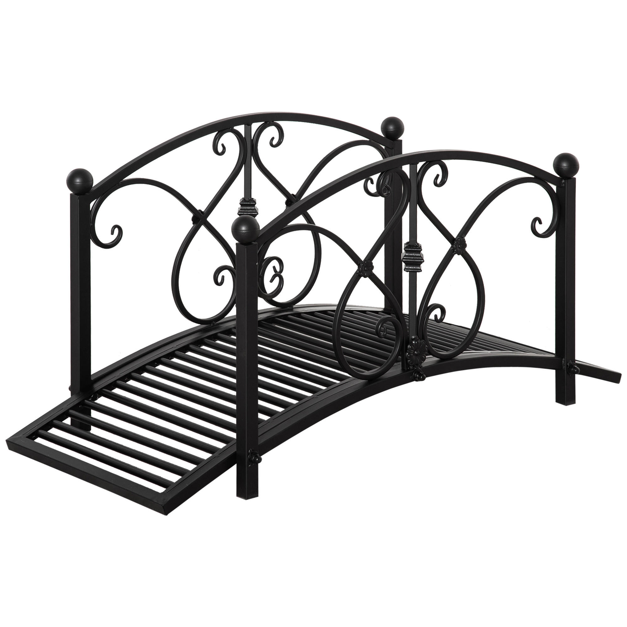TEICHBRÜCKE Metall Schwarz - Schwarz, Metall (102/48/49cm) - Outsunny