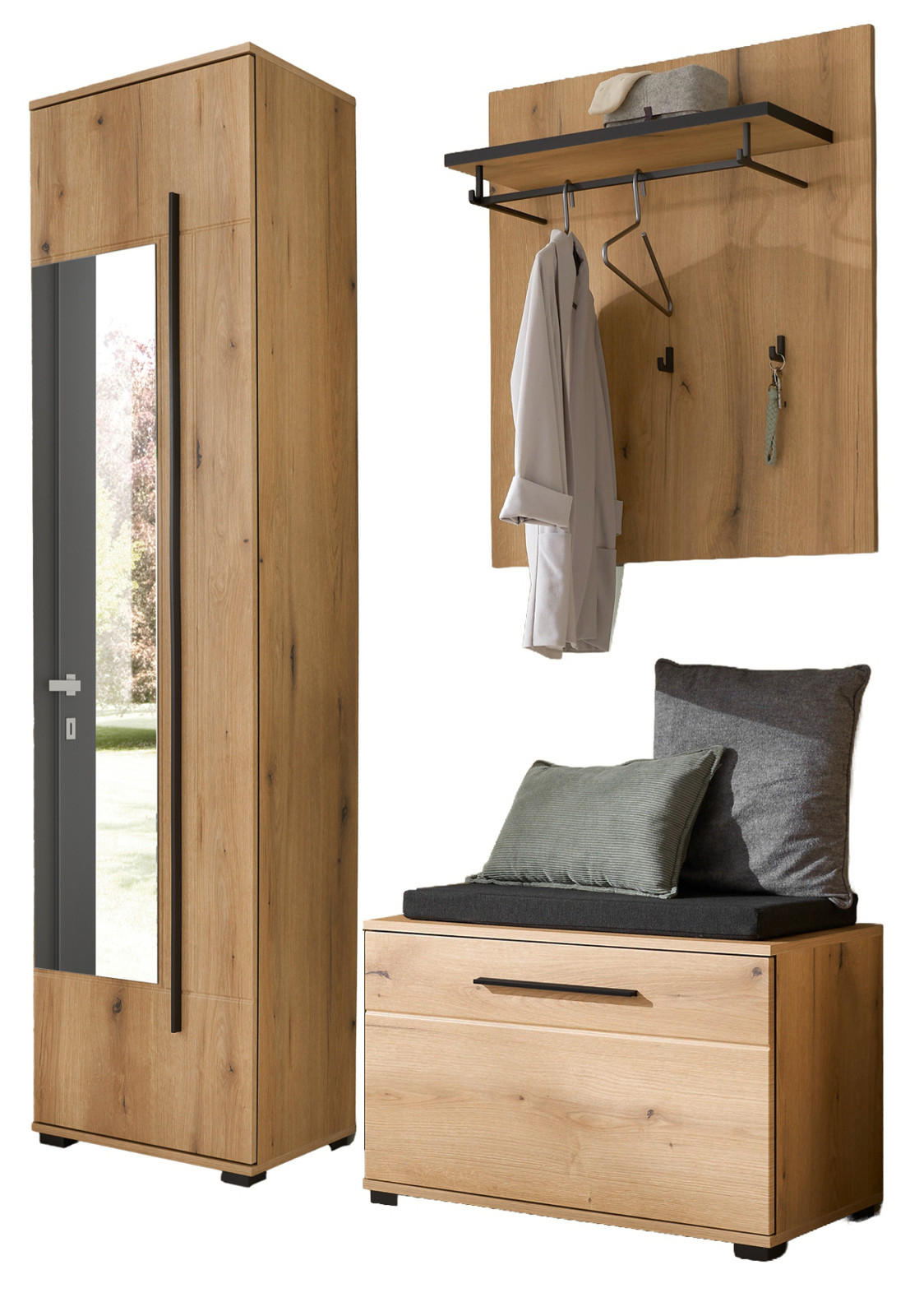Furn.Design Garderoben-Set Eiche 140x200x40 cm