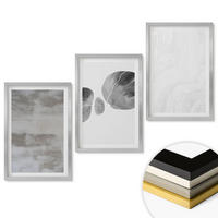 WANDBILDER 3er Set - 40x60 cm Silberner Rahmen - Abstrakte moderne Strukturen - Silberfarben, Kunststoff (40/60cm) - ArtPrintCave
