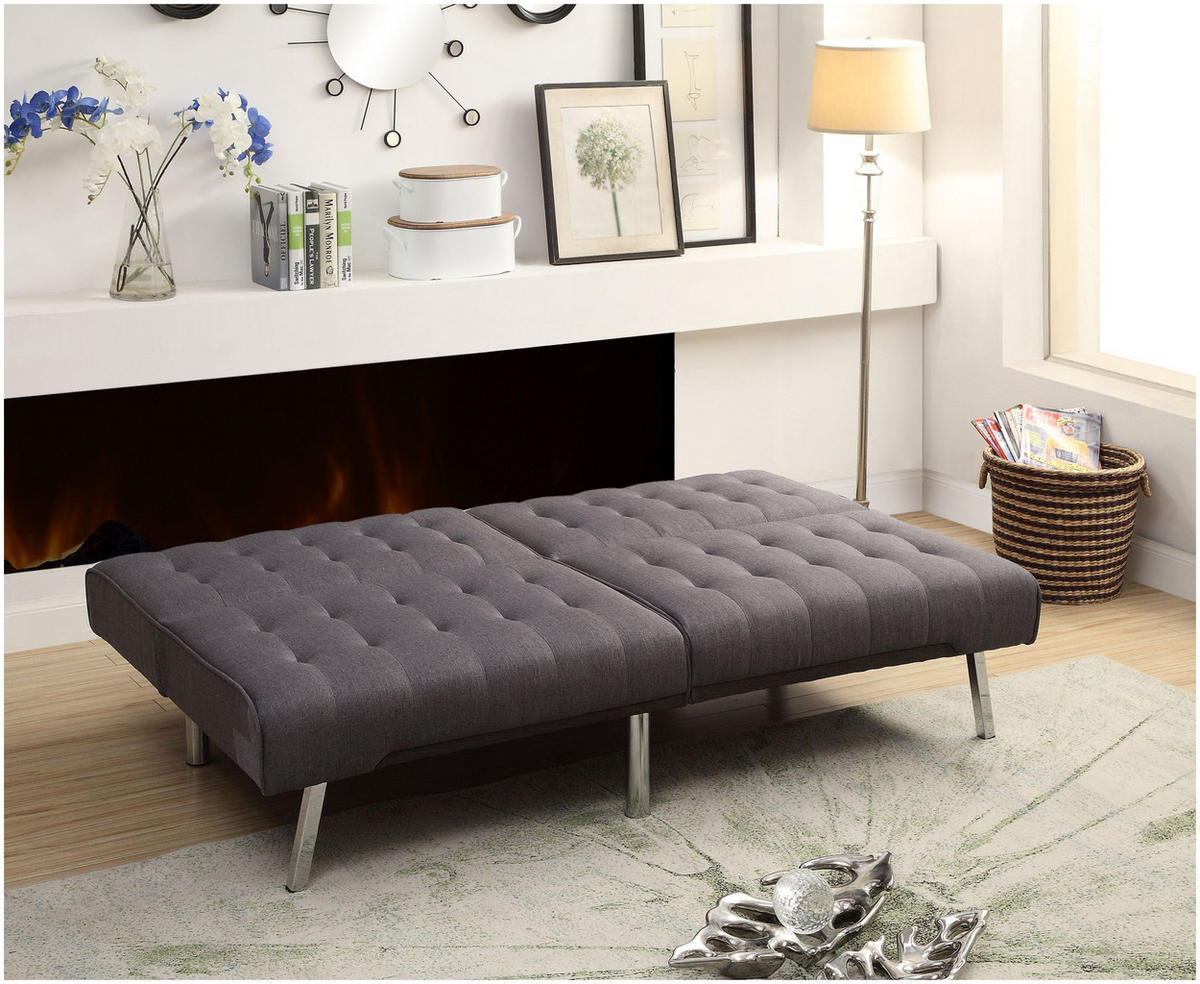 SCHLAFSOFA Pierre Samt Grau - Grau, Textil (180/81/86cm) - ATLANTIC home collection