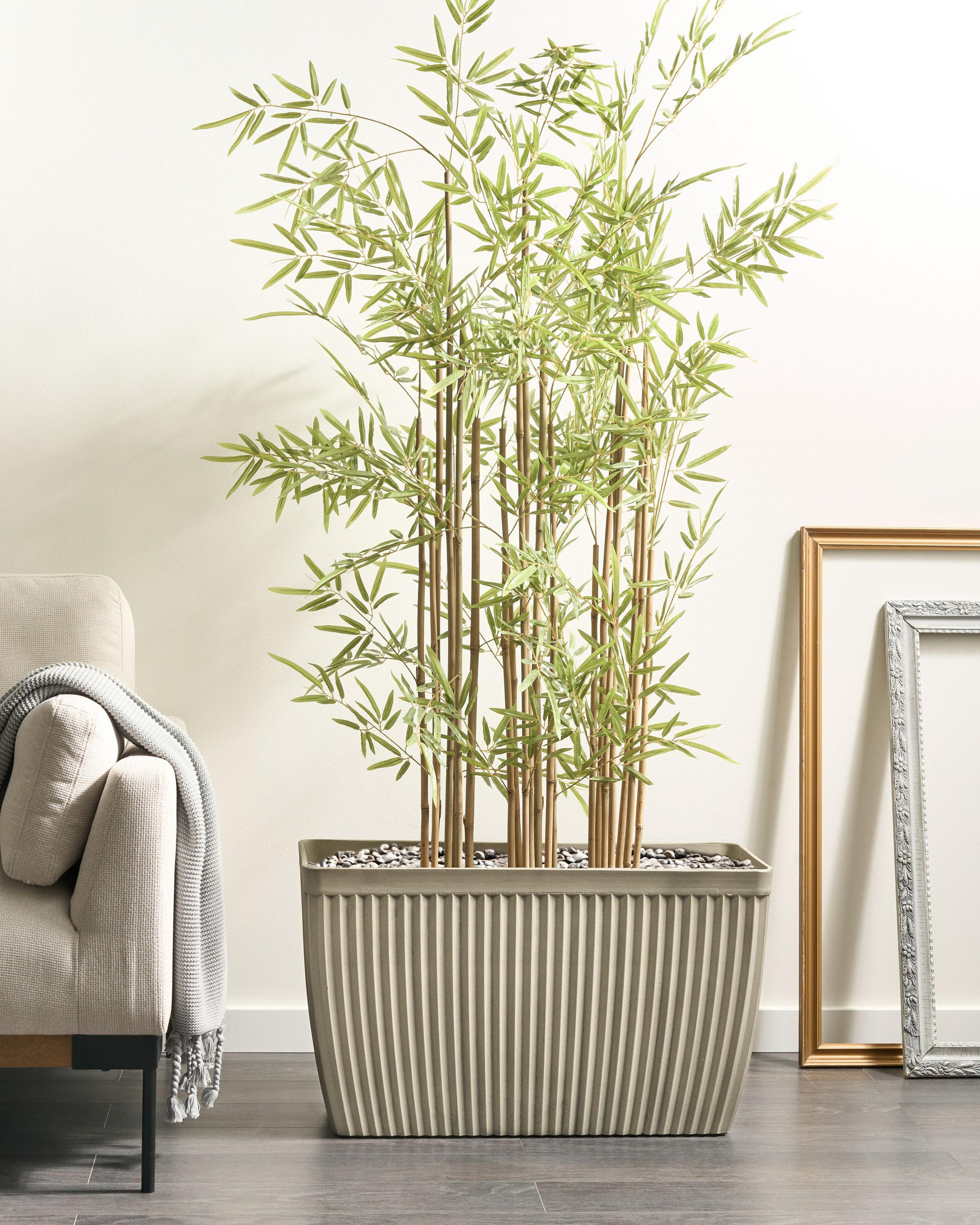 BLUMENTOPF Beige Sisal - Beige, Kunststoff (43cm) - Beliani