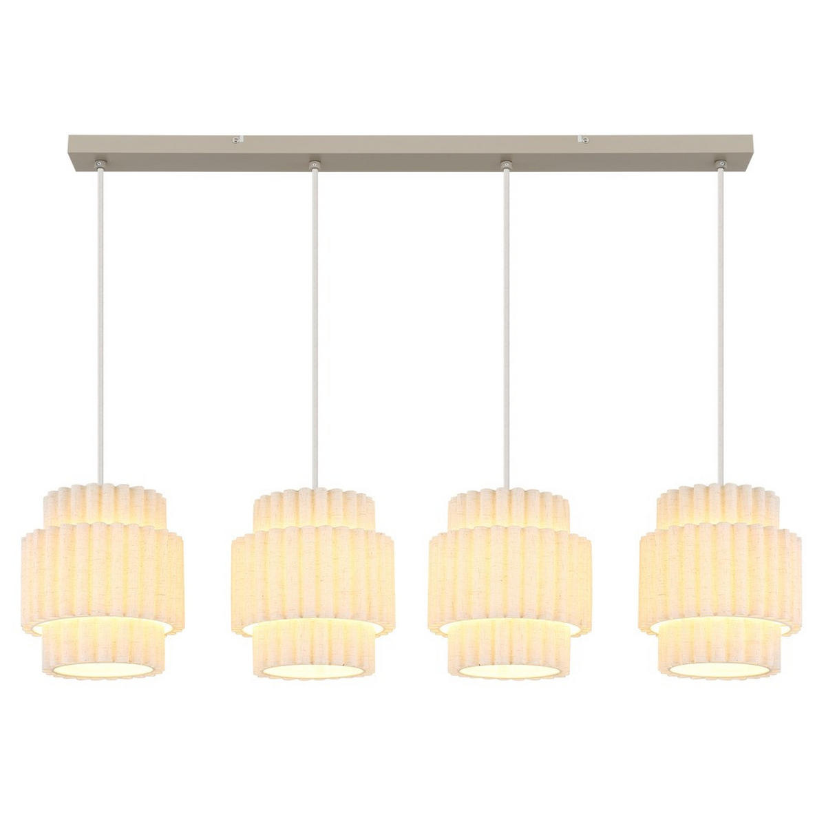PENDELLEUCHTE CALIRA, Metall, Textil, Beige - Bernsteinfarben, Metall (98/20/150cm) - Globo Lighting