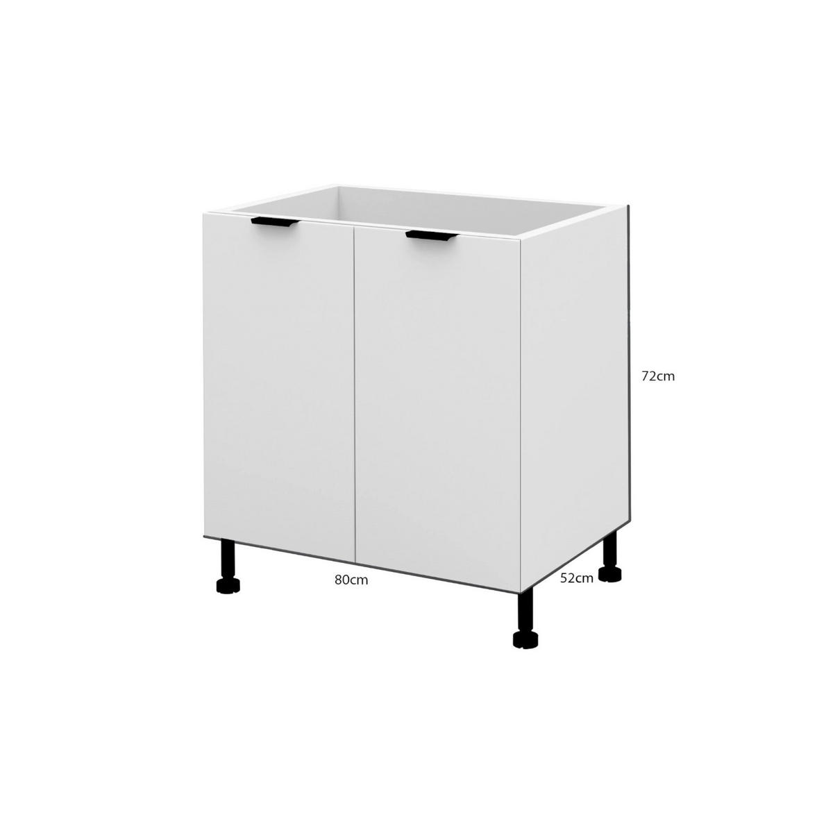 KÜCHENUNTERSCHRANK – 80 cm – D80 – Lunara – Weiß Hochglanz - Weiß, Holzwerkstoff (80/72/52cm) - hi-markt
