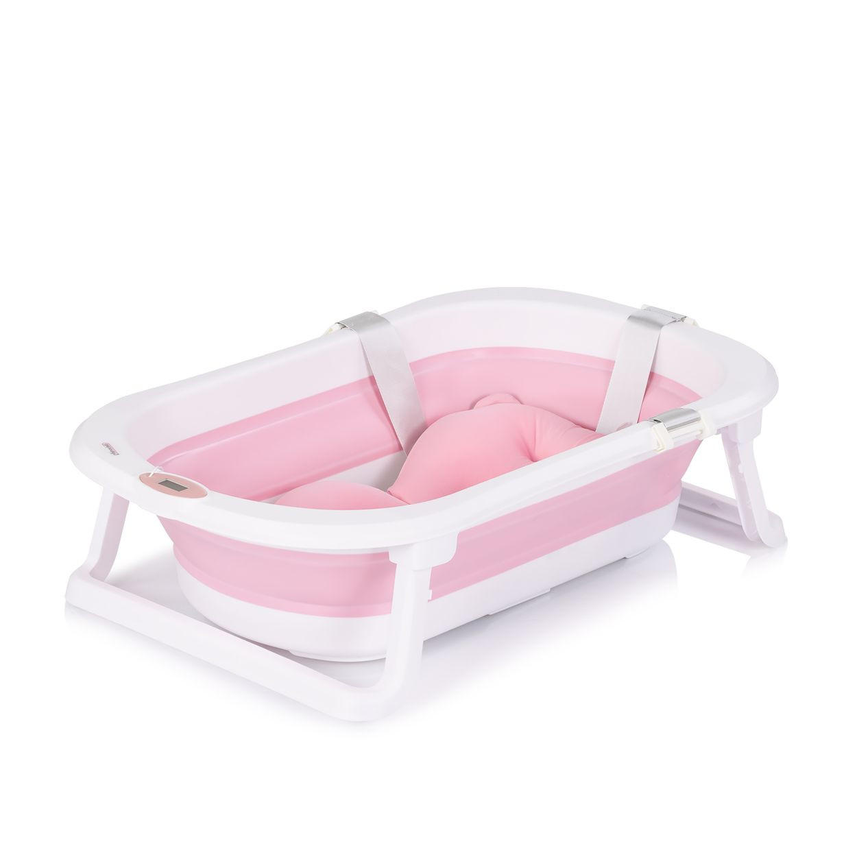 BABYBADEWANNE-SET Malibu 78 cm rosa Ständer, klappbar, Thermometer, Ablauf - Rosa, Kunststoff (47/78cm) - Chipolino