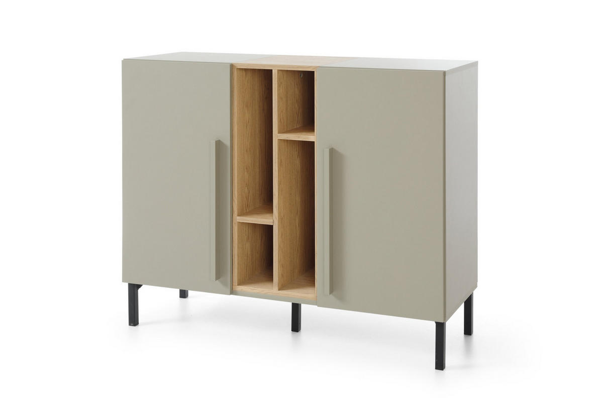 KINDERKOMMODE SORENTO 07 110/90/40 in Eukalyptus/Baltic Düne Eiche/Schwarzer Onyx - Eukalyptusholzfarben/Eichefarben, Holzwerkstoff (110/40/90cm) - Deine Möbel 24