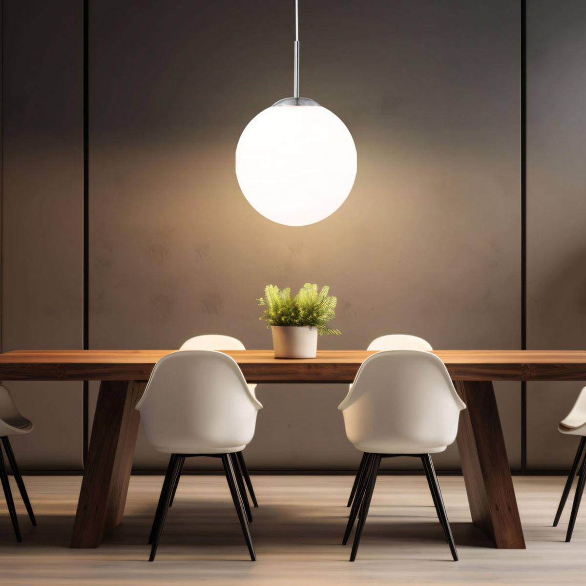 HÄNGELEUCHTE Metall Glas Weiß Opal - Weiß, Glas (30/30/180cm) - Globo Lighting