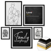 WANDBILDER 5er-Set - 50x50 cm & 20x30 cm & 40x60 cm Schwarzer Rahmen - Herbstliche Berge, Flusshütte - Schwarz, Kunststoff (40/60cm) - ArtPrintCave